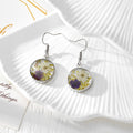 Silver Tone Round Pressed Flower Earrings, Necklace and Coordinated Set view 3