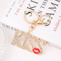 Rhinestone Kiss Letter Keychain Metal Lips Pendant Charm view 8