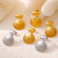 Seashell Drop Stud Earrings Gold And Steel Polished Metal view 2