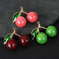 Glitter Resin Cherry Charm Pendant Gold Leaf Three Colors view 1