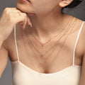 Double Layer Heart Zircon Necklace Gold Silver Open Hearts view 4