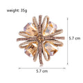 Burgundy Gray and Champagne Crystal Flower Metal Brooch Pin view 3