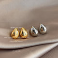 Polished Teardrop Dome Stud Earrings Silver and Gold view 1