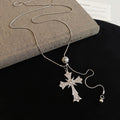 Crystal Cross and Star Pendant Necklaces in Two Metals view 7