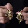 Woven Metal Mesh Square Statement Stud Earrings For Women view 1