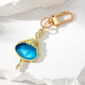 Gold Tone Resin Girl Silhouette Clip Keychains in Six Colors view 2
