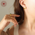 Small Heart Stud Earrings Gold Steel Polished Finish view 3