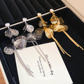 Mesh Petal Long Tassel Stud Earrings In Gold And Silver view 4