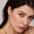 Chain Link Drop Earrings Freshwater Pearl Tassel Design view 3