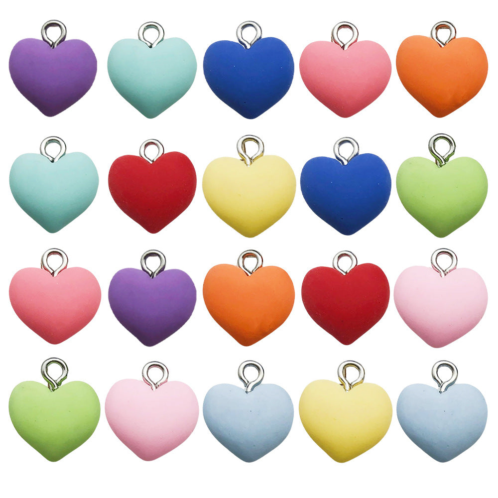 Resin Colorful Heart Charm Pendant for DIY Earrings Keychain Necklace Jewelry Making