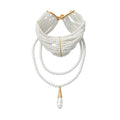 Layered Pearl Draped Necklace with Teardrop Pendant view 5
