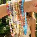 Mixed And Clear Ten Millimeter Round Bead Carabiner Necklaces view 2