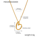 Gold Open Wire Heart Pendant Stainless Steel Chain Necklace view 6