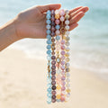 Marbled 12mm Round Bead Necklace With Gold Tone Ring Clasp view 4