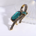 Crystal Ribbon Loop Brooch with Polished Metal and Decorative Accents view 8