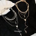 Layered Cross Necklace Sets in Silver and Gold Tone view 2