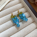 Translucent Grape Cluster Drop Stud Earrings With Decorative Metal Accents view 8
