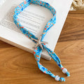 Printed Scarf Necklaces with Coastal Shell and Starfish Charms view 8