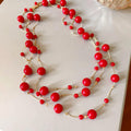 Multi Strand Floating Pearl Long Necklace Color Mix view 10