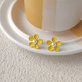 Enamel Daisy Flower Stud Earrings Pearl Center Four Colors view 6