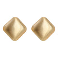 Gold Brushed Matte Square Diamond Stud Earrings Pair view 5