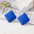 Colorful Matte Chunky Square Geometric Stud Earrings view 2