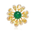 Yellow Teardrop Petal Daisy Brooch With Green Round Center view 6