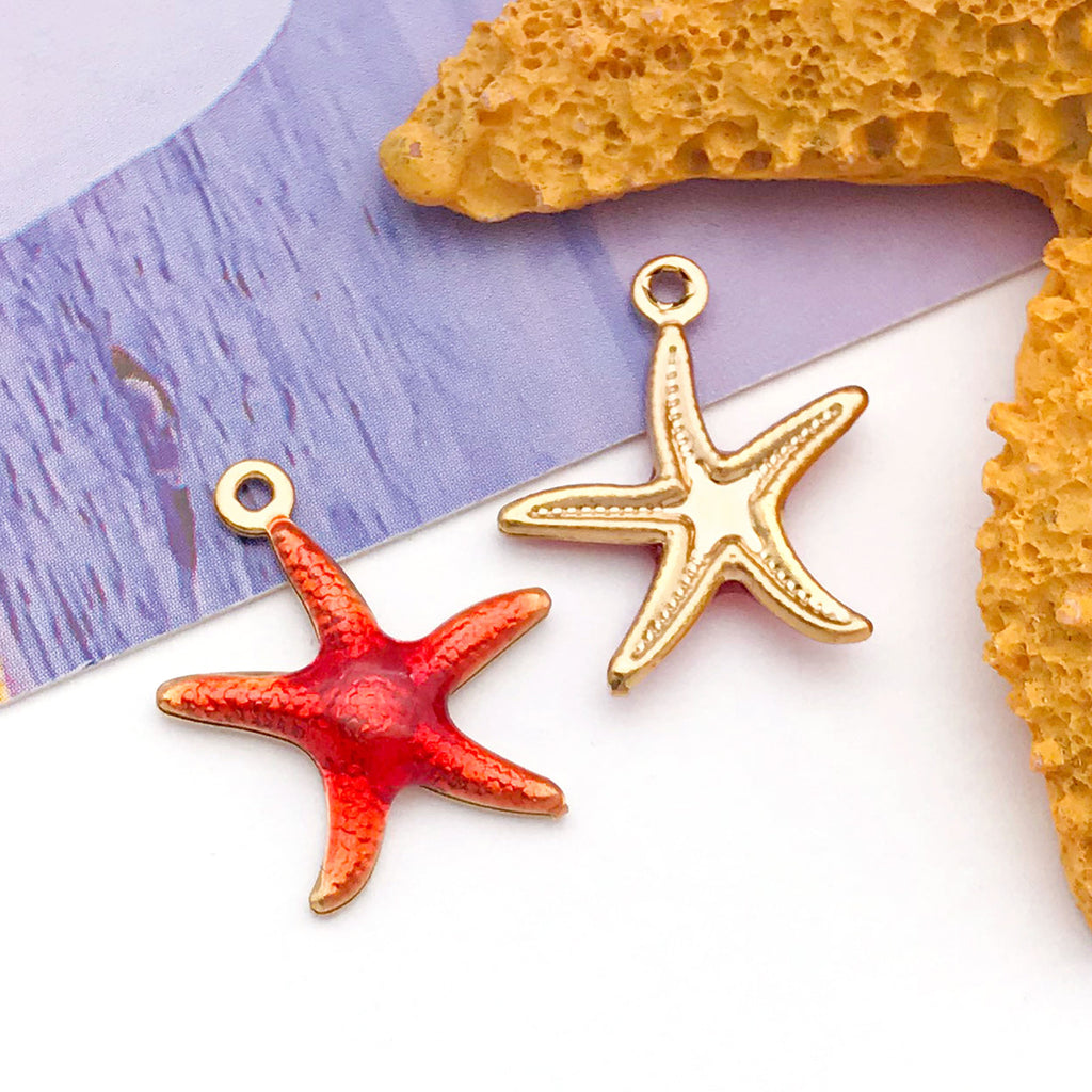 Color Enamel Stainless Steel Starfish Charm Pendant for DIY Ocean Bracelet Jewelry Making
