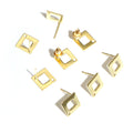 Open Square Stainless Steel Earring Posts in Gold and Silver Tones view 3