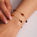 Gold Stainless Steel Multicolor Natural Stone Bead Necklace Bracelet view 3