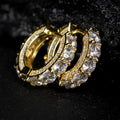 Gold-Tone Clear Stone Huggie Hoop Earrings with Clear Stone Details view 2