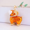 Ram Shaped Metal Keychain With Clear Stone Collar, Five Variants view 7