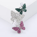 Three-butterfly Brooch with Pearl-look Ends In 5 Color Variants view 3