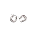Silver Tone Polished Interlocking Double Hoop Earrings view 5