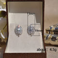 Silver Tone Marquise Cluster Stud Earrings with Clear Stones view 5
