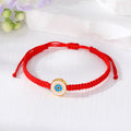 Red Woven Cord Large Round Evil Eye Adjustable Bracelets view 3
