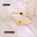 Gold Black Star Spring Clasp Bangle Clear Stone Accents view 2