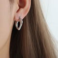 Gold Steel Smooth Heart Teardrop Geometric Hoop Earrings view 7