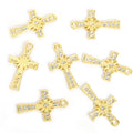 Crystal-Accented Gold Silver Cross Alloy Hanging Charms in 2 Styles view 6