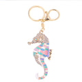 Enamel Seahorse Keychain Rhinestone Head Gold Clasp Two Colors view 5