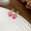 Pink Strawberry Crystal Drop Stud Earrings Fashion Jewelry view 2