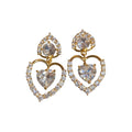 Double Heart Crystal Drop Earrings in Two Metal Tones view 5