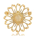 Openwork Sunflower Brooch in Gold or Silver Tone Metal view 1