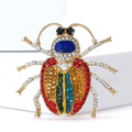 Multicolor Crystal Beetle Brooch With Striped Wing Case view 2