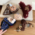 Flocked Plaid Bow Bear Rabbit Hair Claw and BB Clip Styles view 2