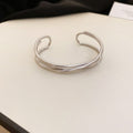 Five Mixed Wave Geometric And Twisted Wire Open Cuff Bracelets view 9