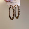 Brown Leopard Flocked Hoop Earrings in Round and Diamond Shapes view 8