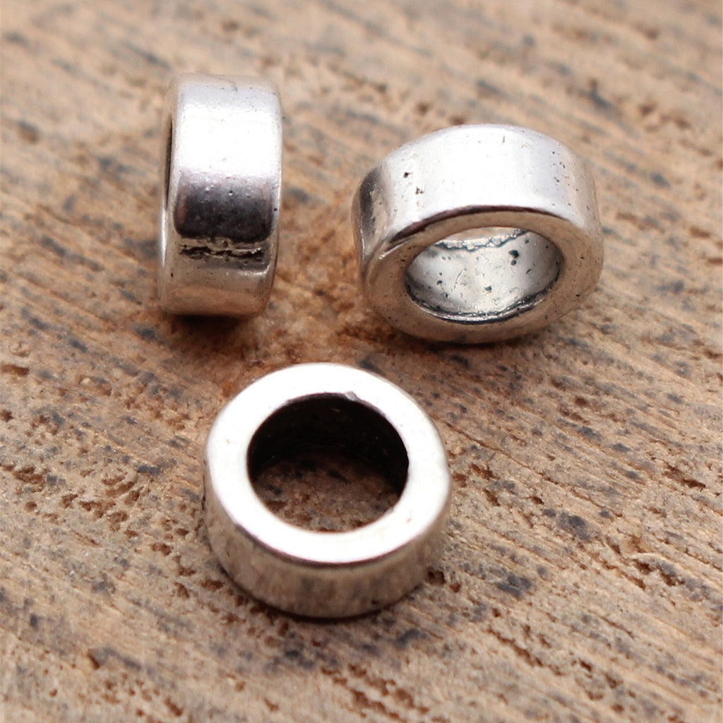 6x6x2.8mm 0.29g Antique Silver Zinc Alloy Smooth Round Spacer Beads for DIY Bracelet Jewelry Making