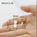 Silver Cat And Fish Mismatched Stud Earrings Metal view 4