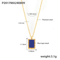 Gold Herringbone Chain And Blue Lapis Lazuli Pendant Necklace view 7